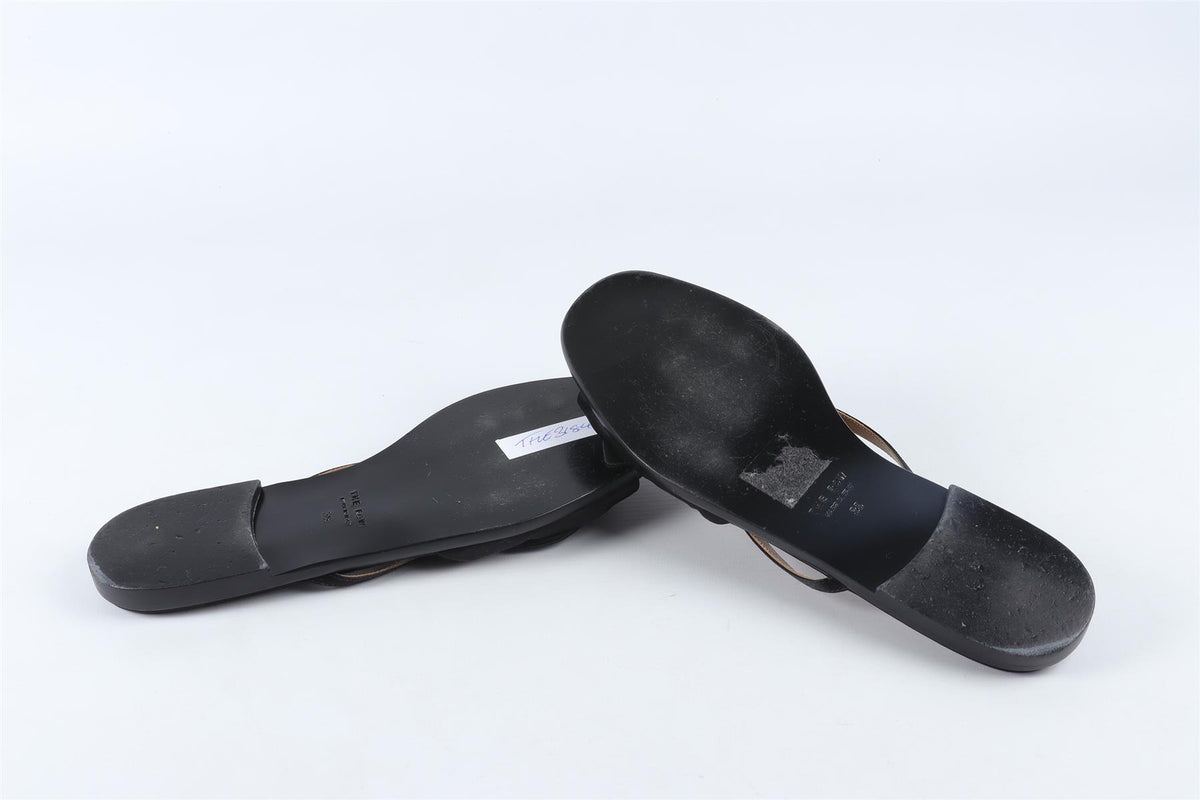 THE ROW BLACK APRIL SATIN SANDALS EU 39 UK 6 US 9