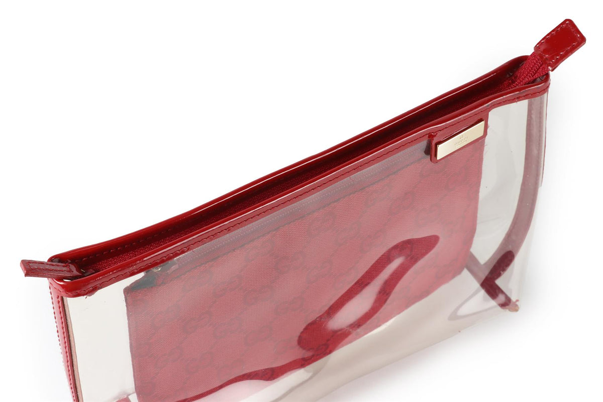 GUCCI RED GG CANVAS AND PVC 2 IN 1 COSMETIC POUCH