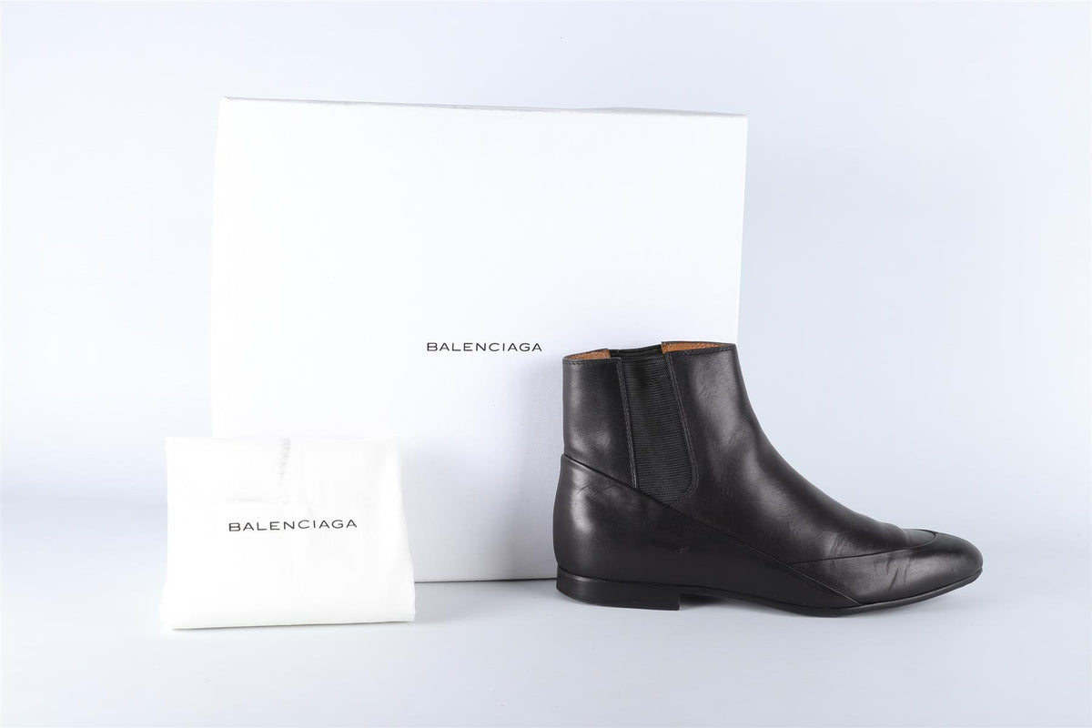 BALENCIAGA BLACK LEATHER ANKLE BOOTS EU 36.5 UK 3.5 US 6.5