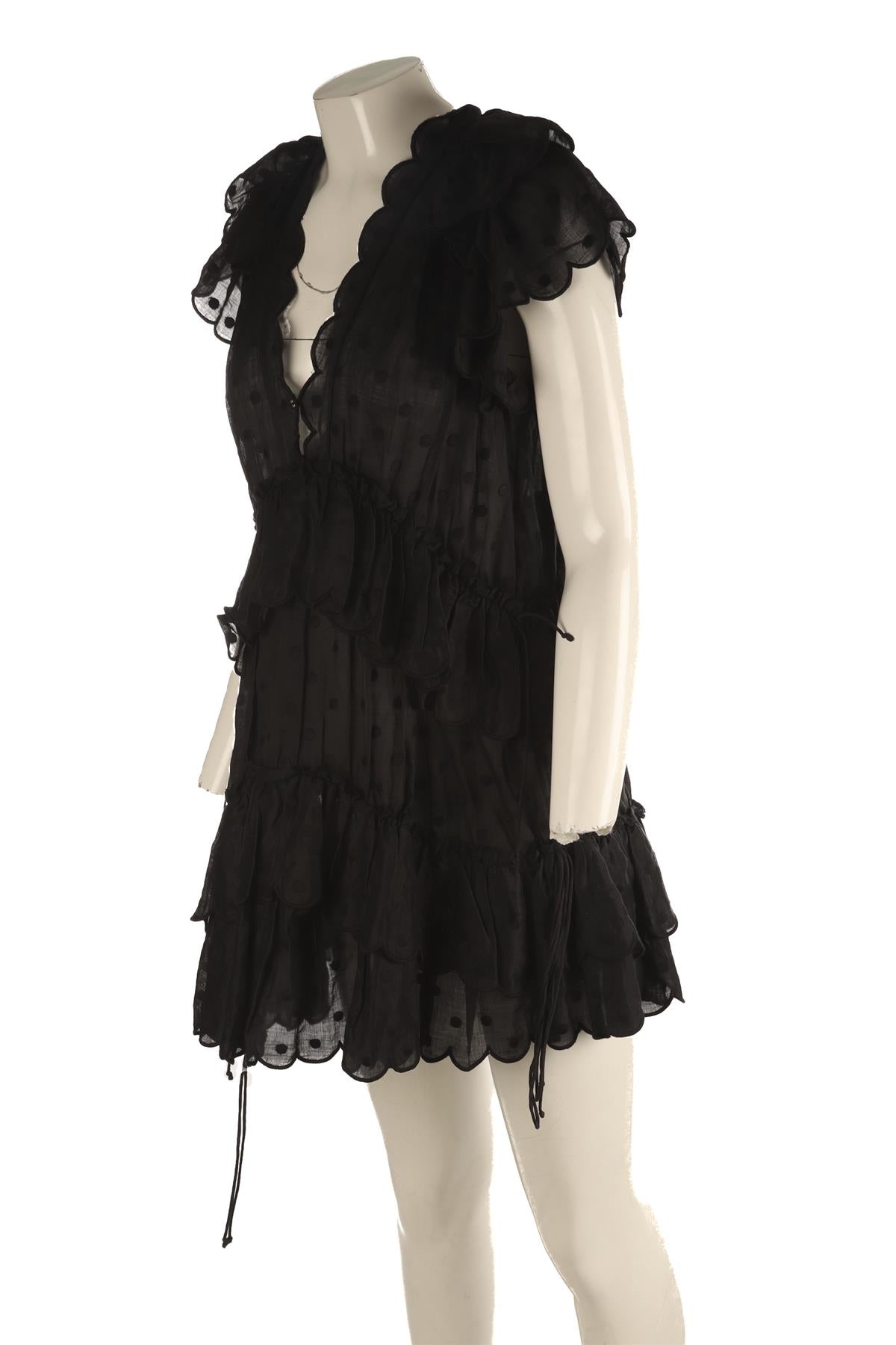 ZIMMERMANN BLACK WOVEN MINI DRESS UK 8