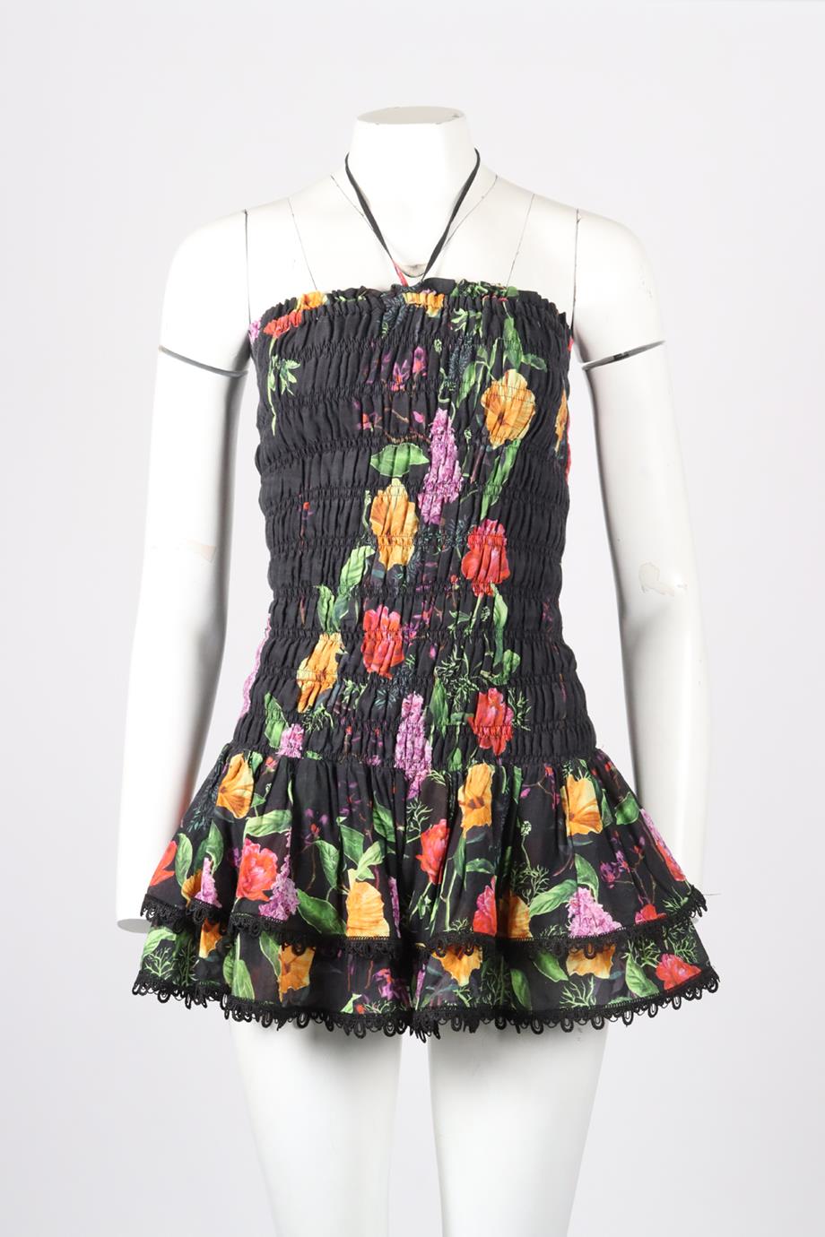 CHARO RUIZ FLORAL PRINT COTTON BLEND MINI DRESS MEDIUM