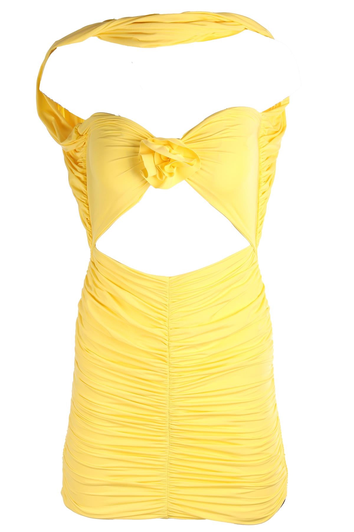 MAYGEL CORONEL YELLOW JERSEY MINI DRESS ONE SIZE