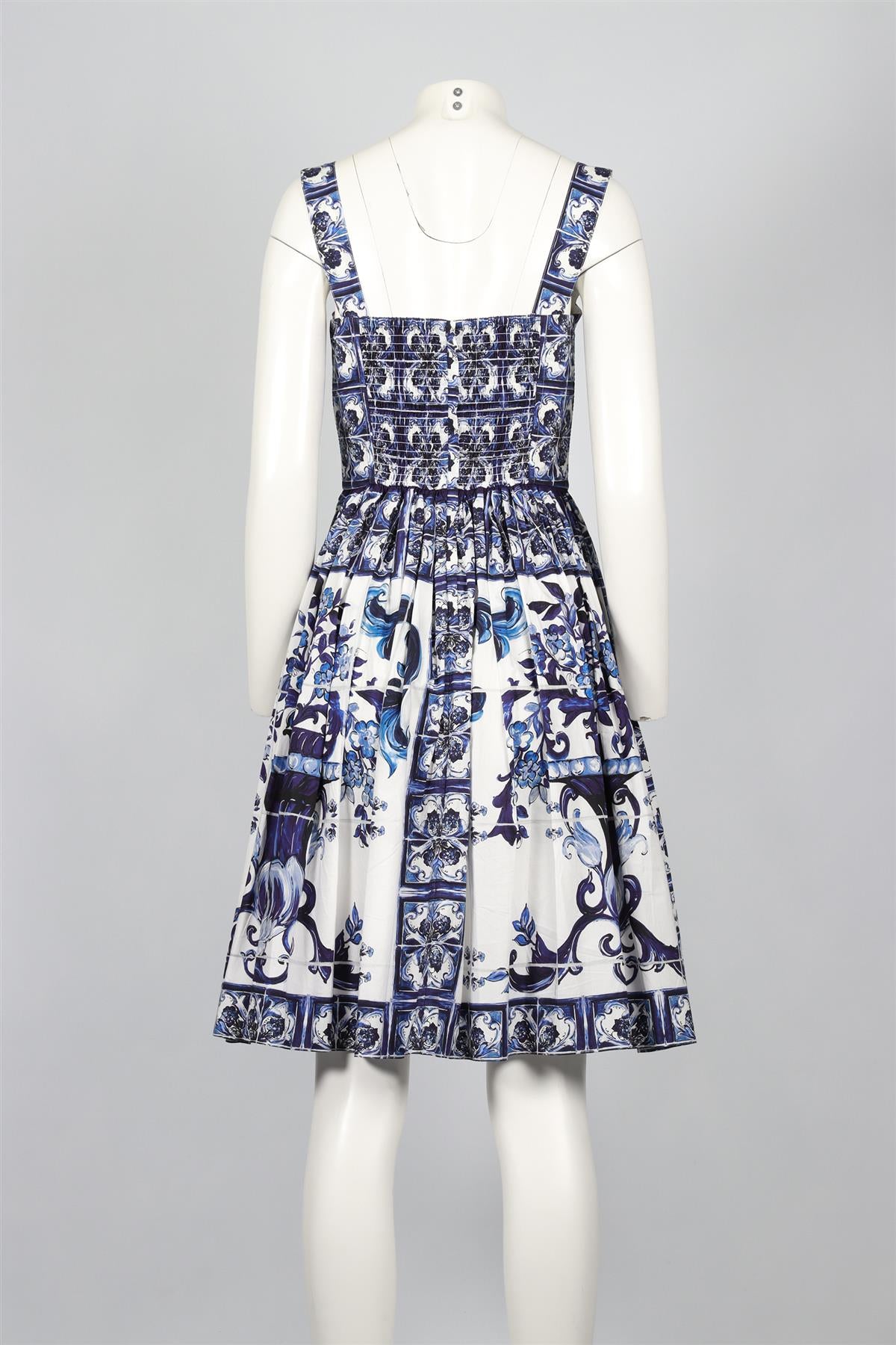 DOLCE & GABBANA BLUE COTTON MIDI DRESS IT 40 UK 8