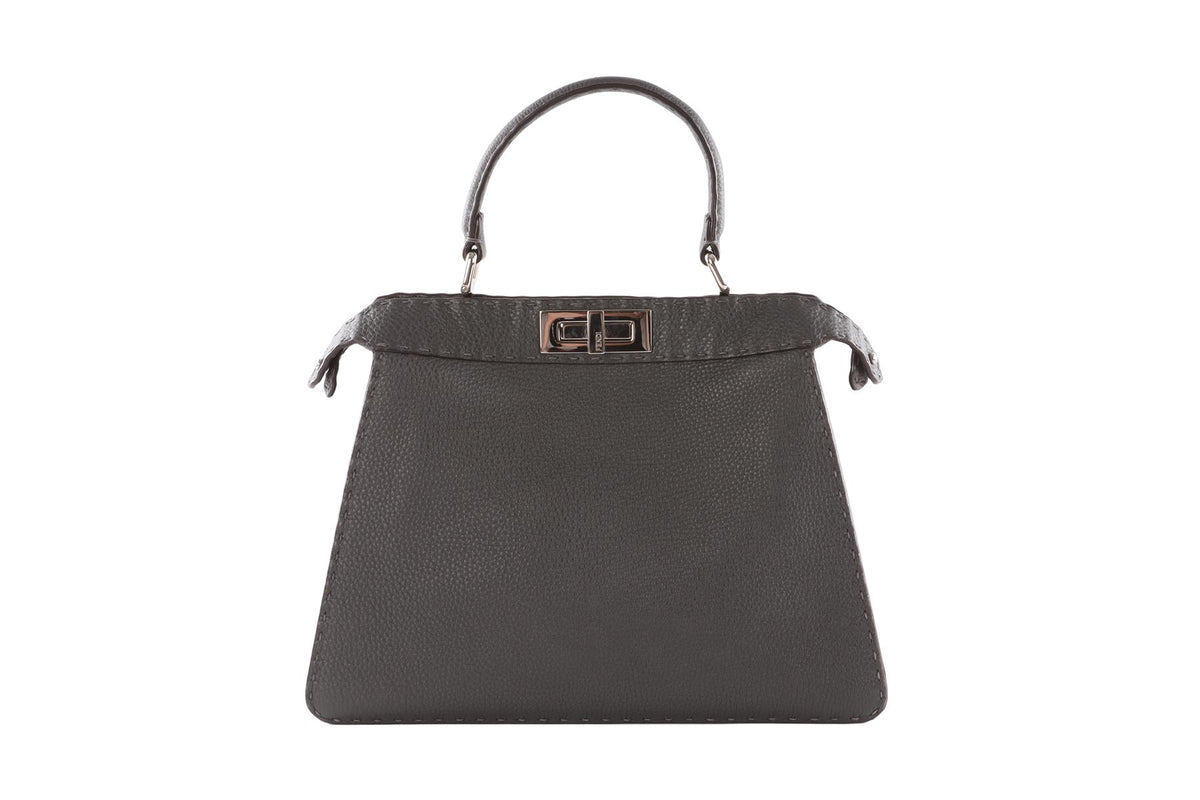 FENDI GREY PEEKABOO ISEEU MEDIUM LEATHER TOTE BAG