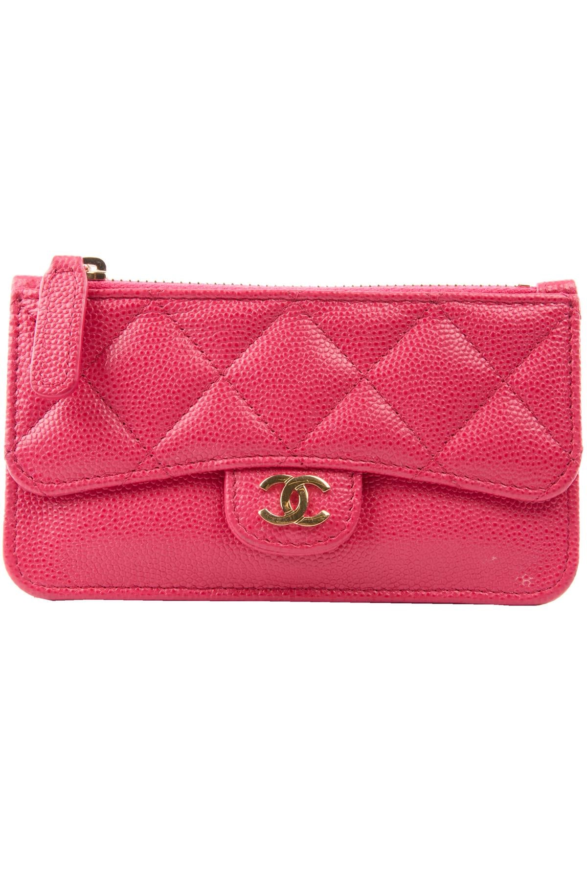 CHANEL PINK 2019 QUILTED CAVIAR LEATHER WALLET