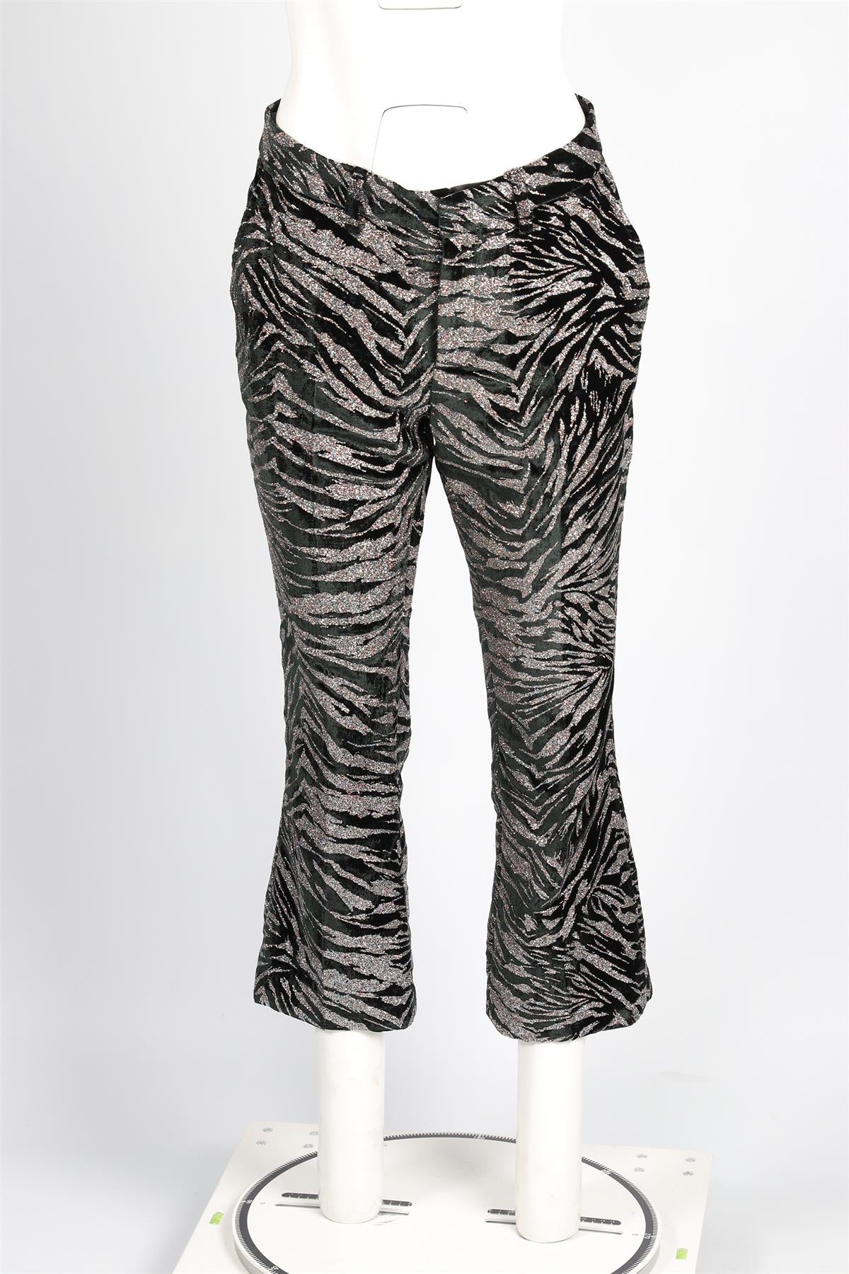 ZADIG & VOLTAIRE BLACK VELVET STRAIGHT LEG PANTS FR 40 UK 12