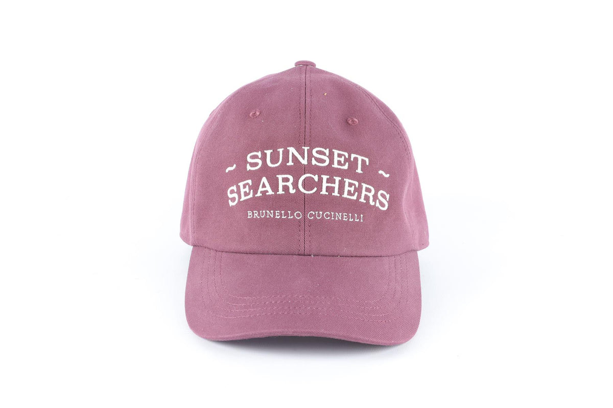 BRUNELLO CUCINELLI BURGUNDY MEN'S COTTON BASEBALL CAP ONE SIZE