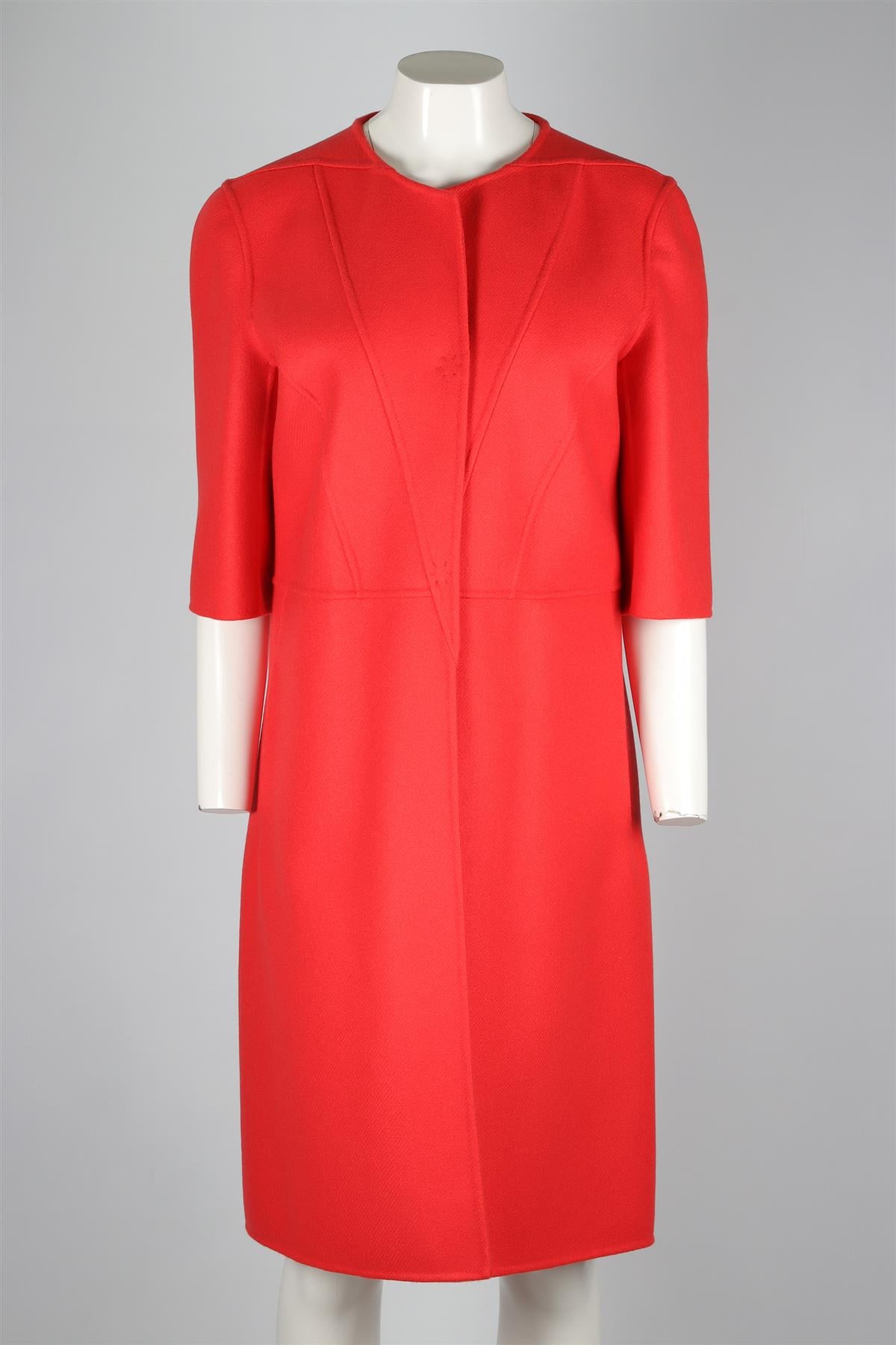 BOTTEGA VENETA RED WOOL COAT IT 48 UK 16