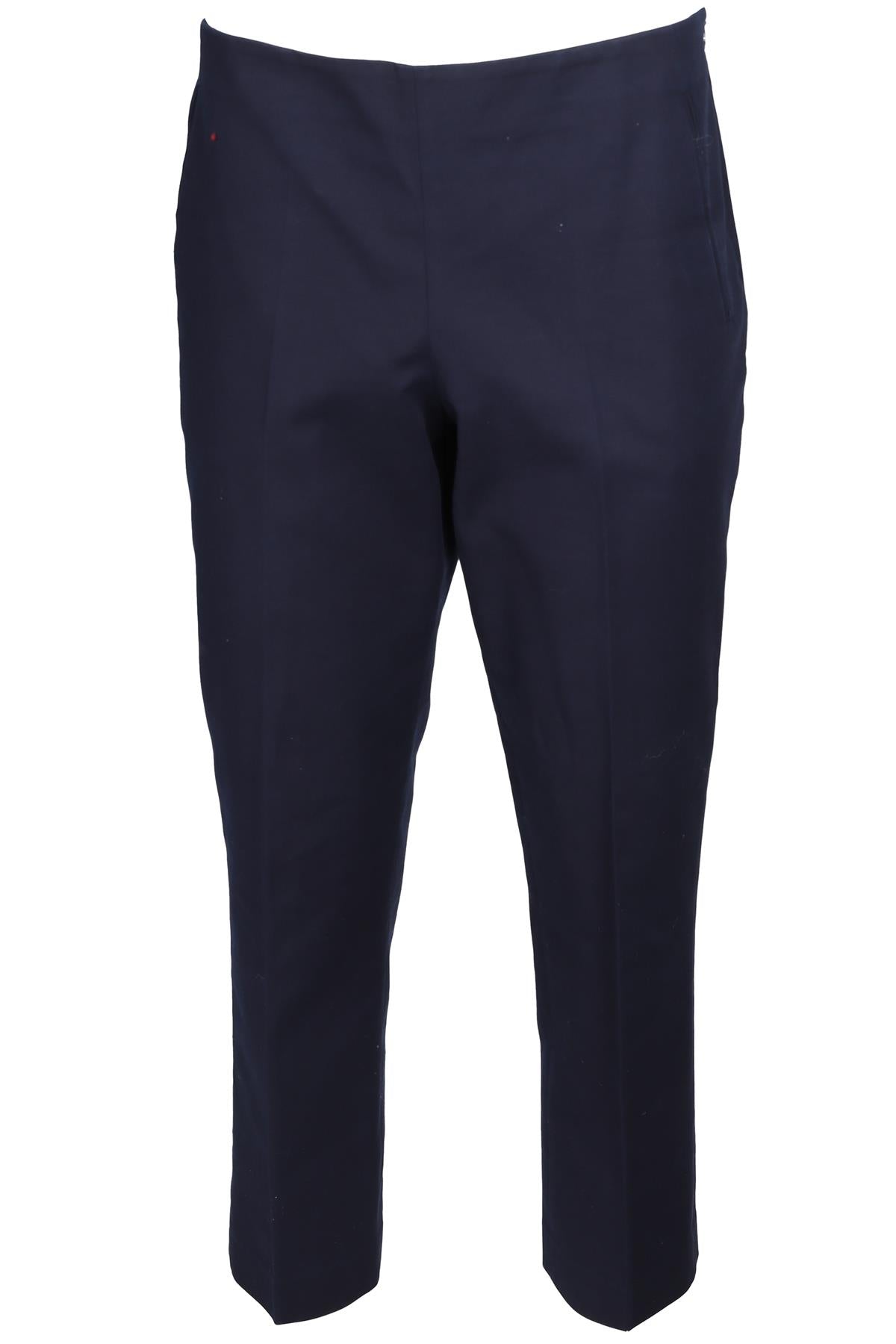 THE ROW NAVY COTTON STRAIGHT LEG PANTS US 10 UK 14