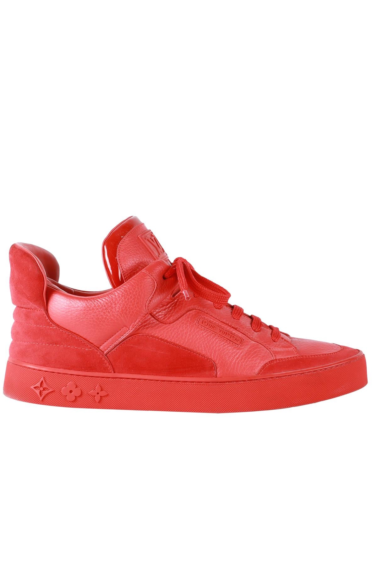 LOUIS VUITTON + KANYE WEST RED MEN'S DON LEATHER AND SUEDE SNEAKERS EU 43 UK 8.5 US 9.5