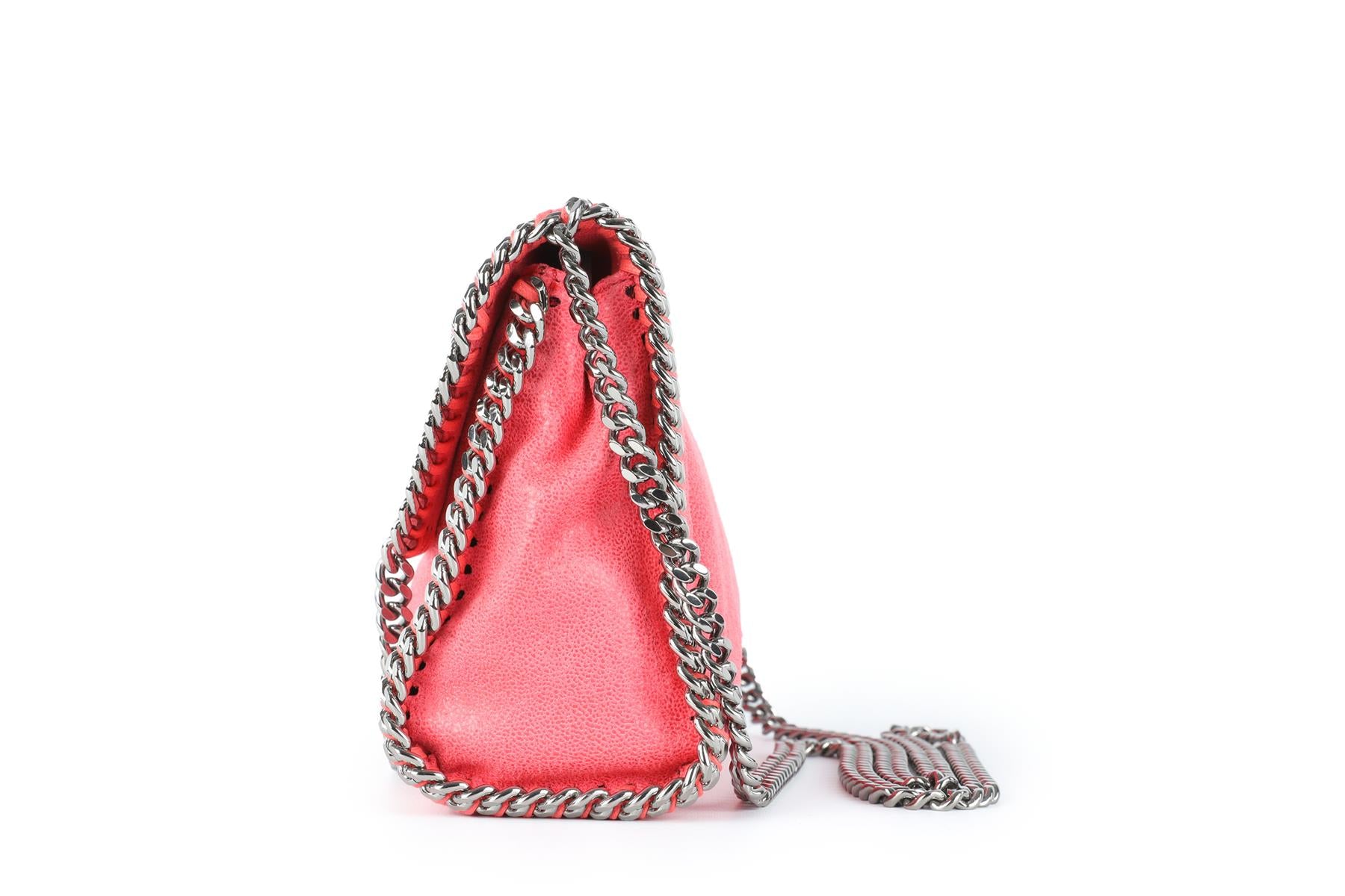 STELLA MCCARTNEY PINK FALABELLA MINI FAUX LEATHER SHOULDER BAG