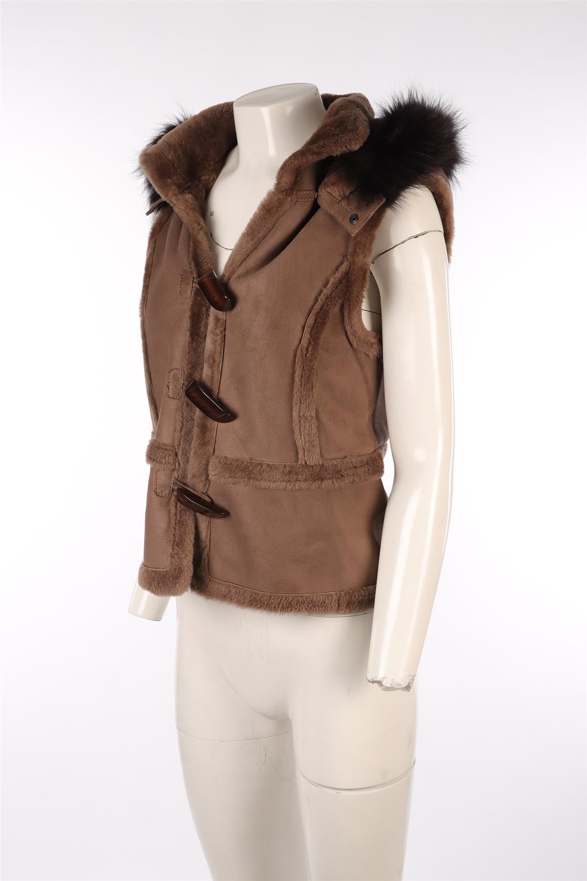 NATACHA & VANESSA BROWN SHEARLING GILET FR 40 UK 12