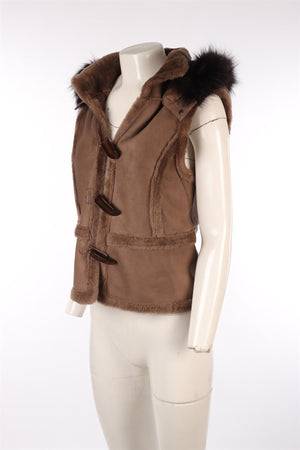 NATACHA & VANESSA BROWN SHEARLING GILET FR 40 UK 12