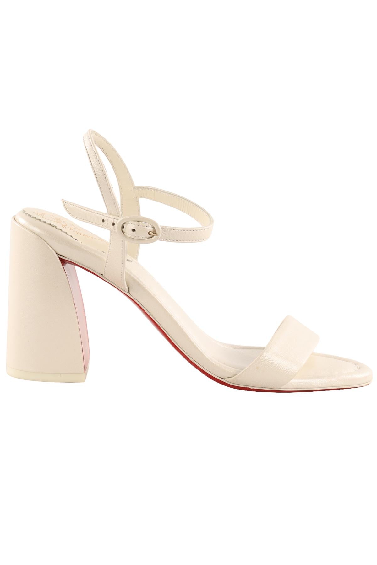 CHRISTIAN LOUBOUTIN WHITE MISS JANE LEATHER SANDALS EU 37 UK 4 US 7