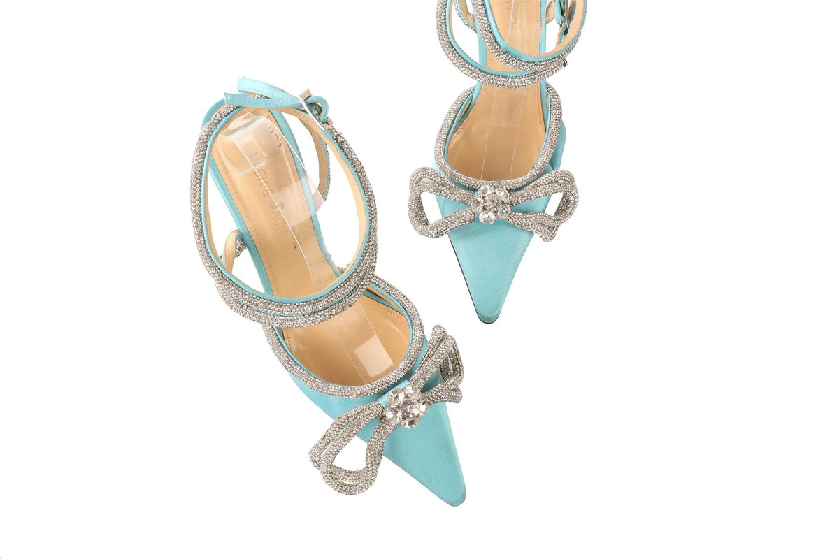 MACH & MACH BLUE SATIN PUMPS EU 38 UK 5 US 8