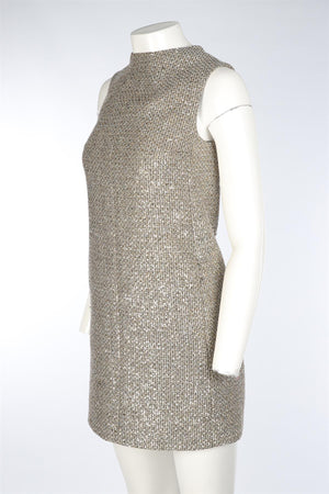SAINT LAURENT GOLD COTTON MINI DRESS FR 34 UK 6