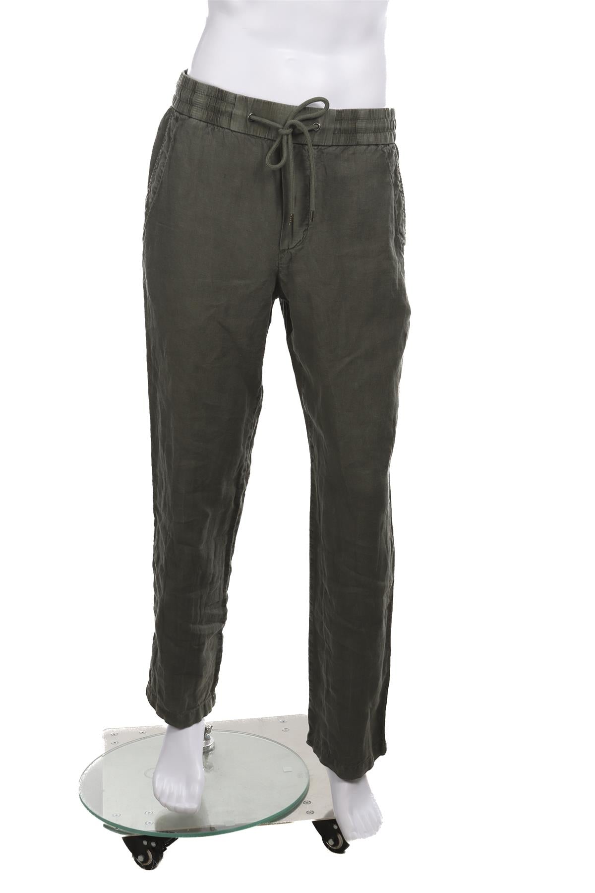 JAMES PERSE GREEN MENS LINEN STRAIGHT LEG PANTS SMALL