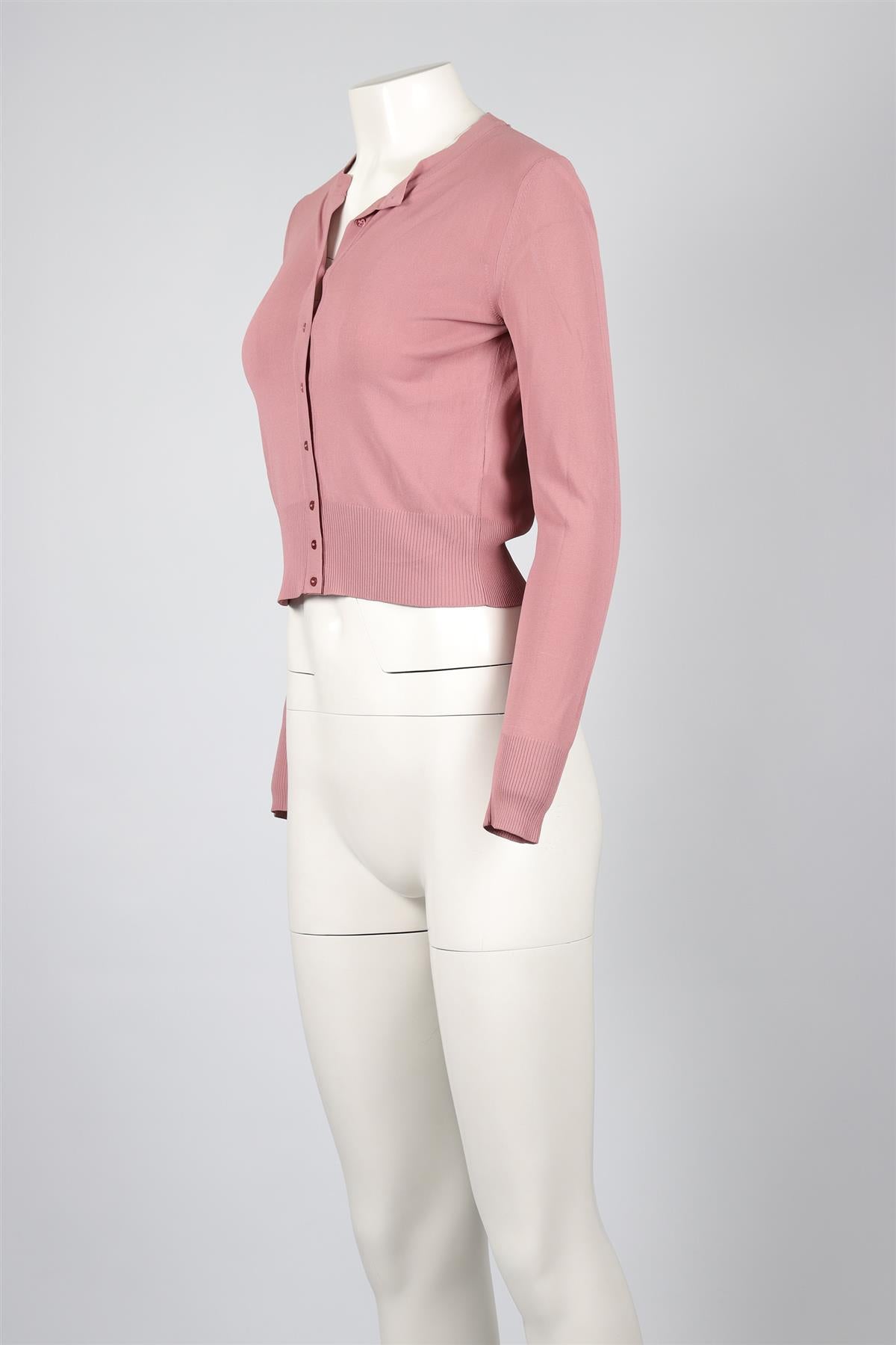 ALAÏA PINK KNIT CARDIGAN FR 38 UK 10