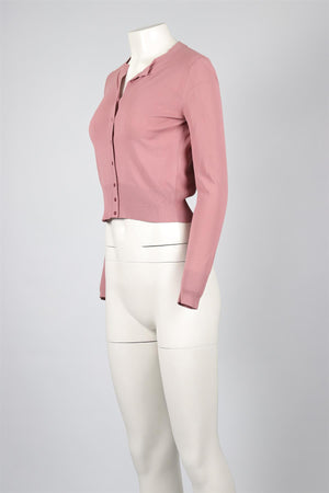 ALAÏA PINK KNIT CARDIGAN FR 38 UK 10