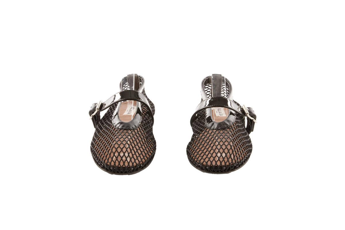 ALAÏA BLACK MESH BALLET FLATS EU 36