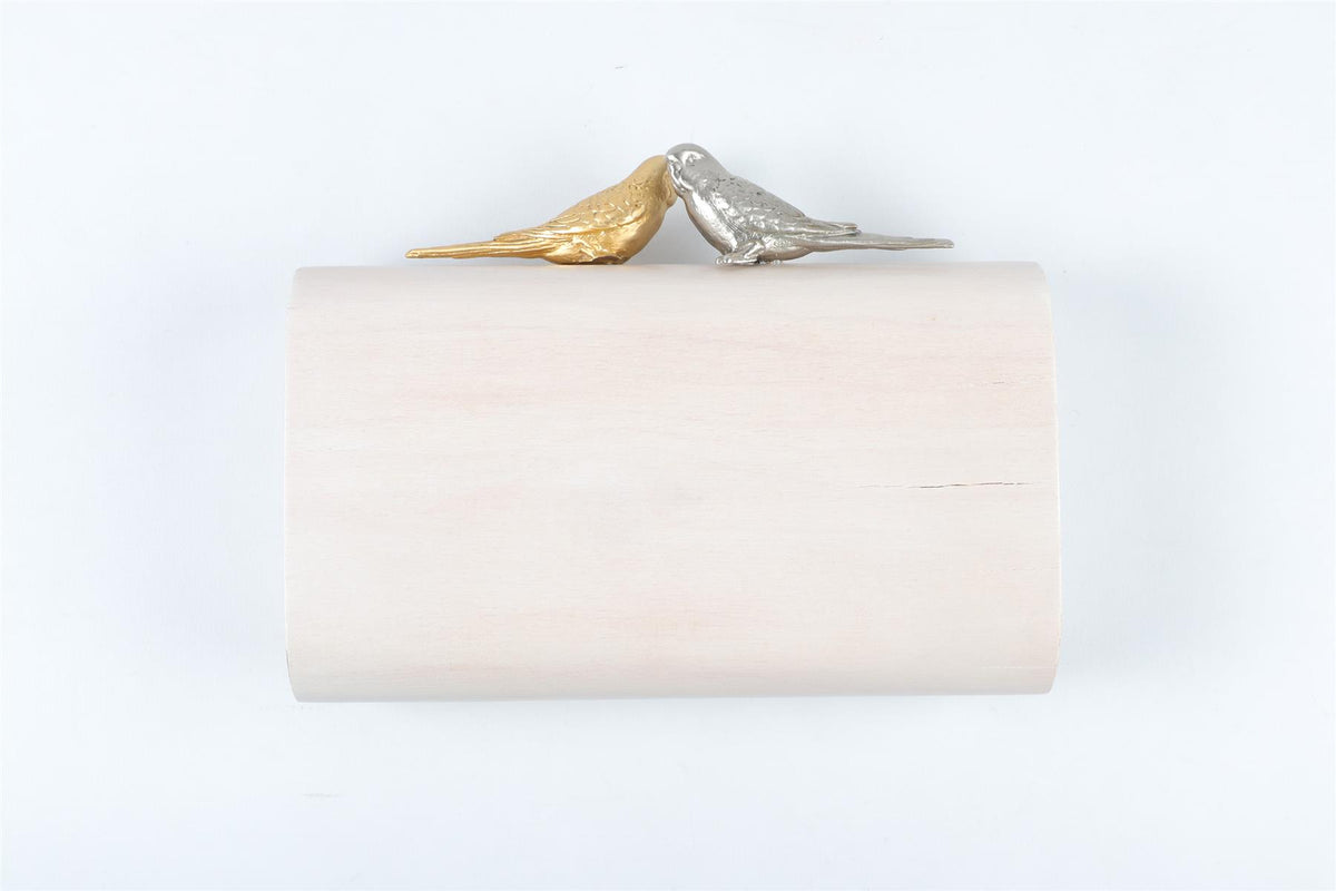 SARAH'S BAG ECRU WOODEN CLUTCH