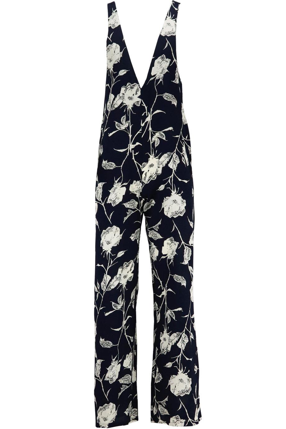 FLYNN SKYE FLORAL PRINT CREPE JUMPSUIT SMALL