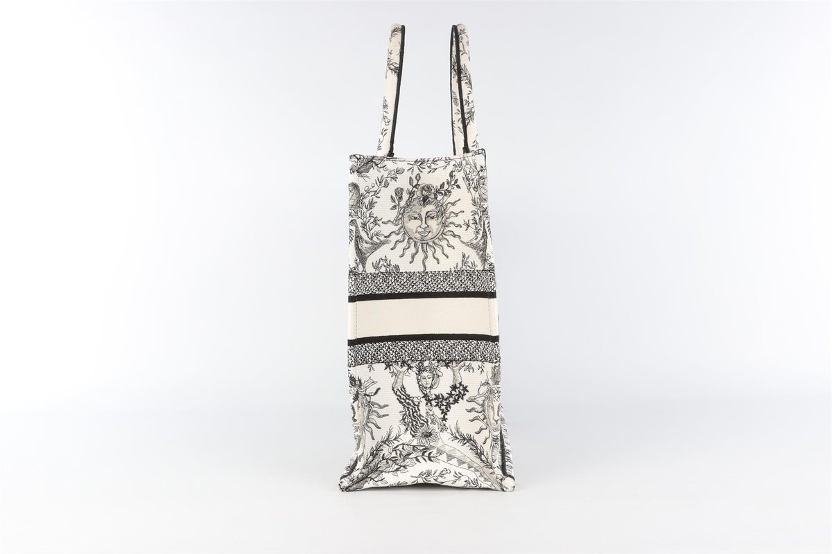 CHRISTIAN DIOR WHITE BOOK LARGE TOILE DE JOUY SOLEIL CANVAS TOTE BAG