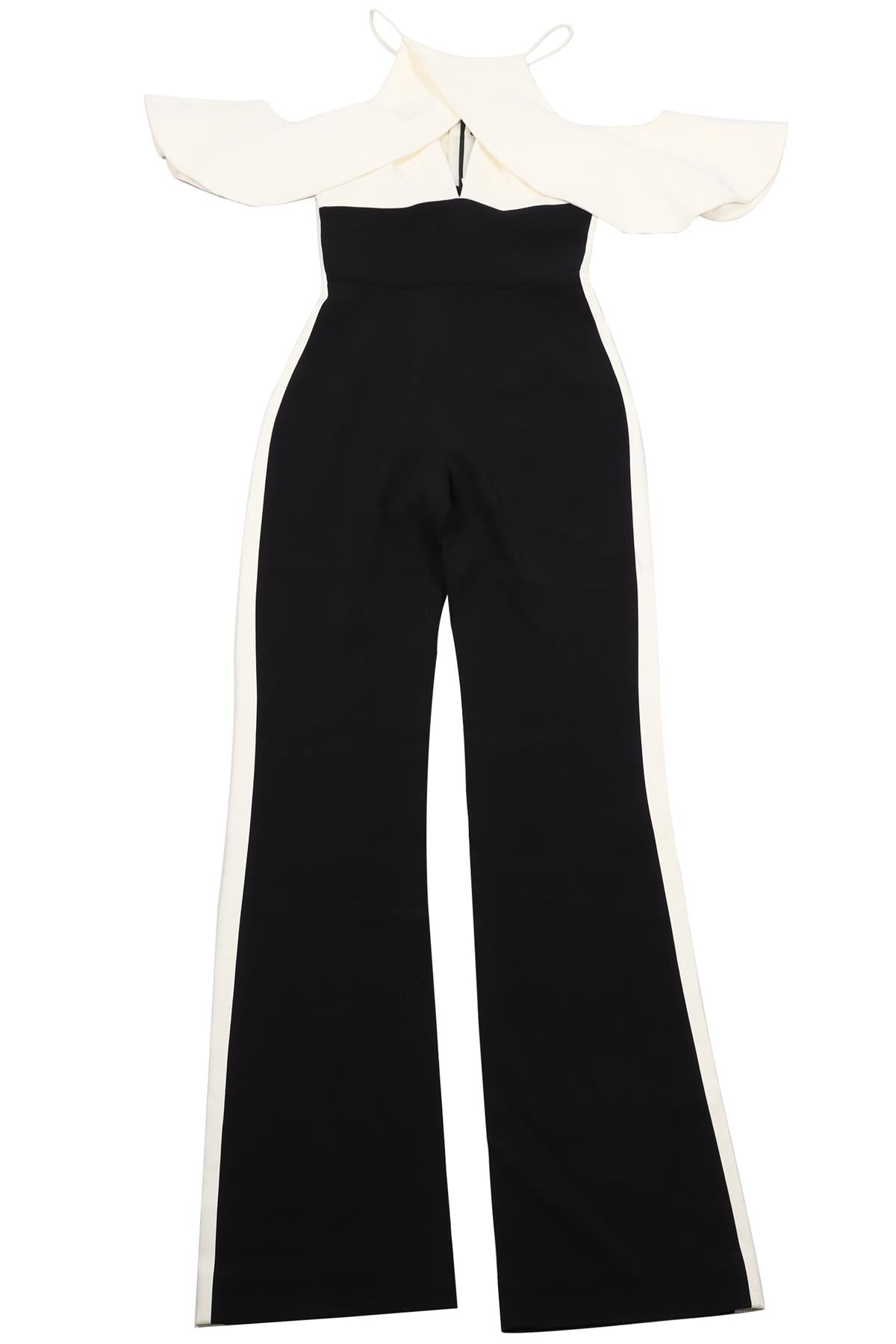 DAVID KOMA IVORY AND BLACK CREPE JUMPSUIT UK 8