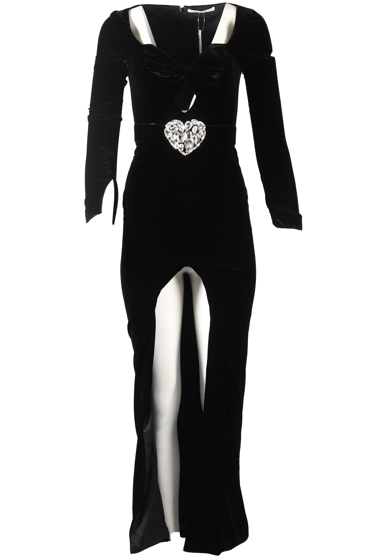 ALESSANDRA RICH CRYSTAL AND VELVET MAXI DRESS IT 38 UK 6