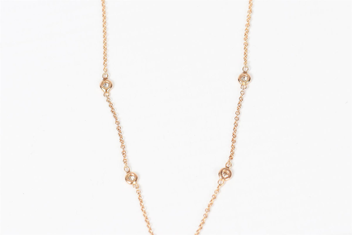 JACQUIE AICHE DOUBLE HORN 14K ROSE GOLD, ABALONE AND PAVE DIAMOND NECKLACE