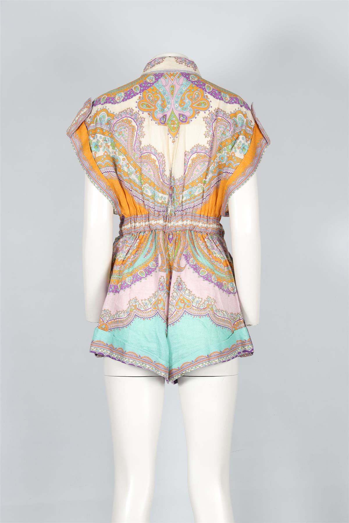 ZIMMERMANN MULTI LINEN PLAYSUIT UK 12