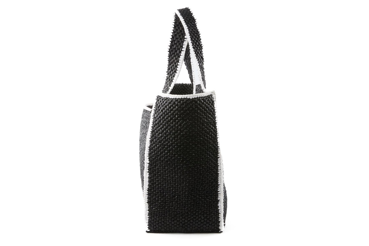 LOEWE BLACK LARGE RAFFIA TOTE BAG