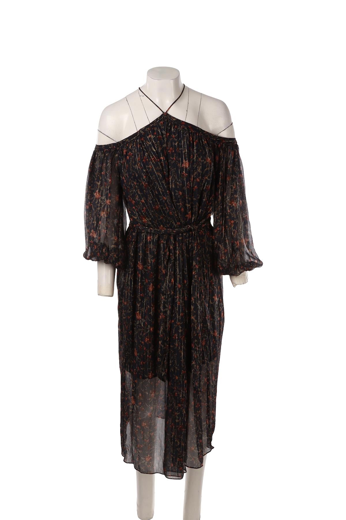 NAVY SILK MAXI DRESS