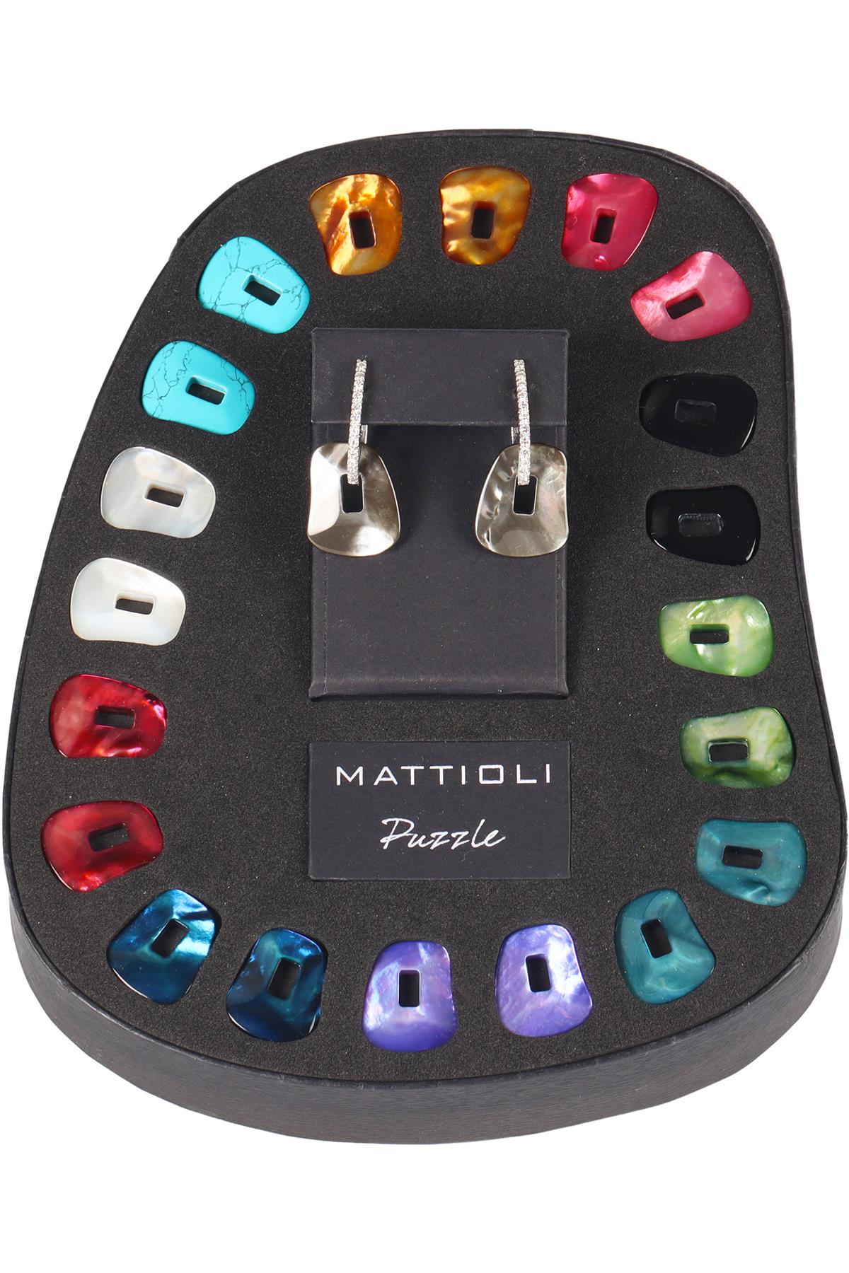 MATTIOLI PUZZLE 18KT WHITE GOLD AND DIAMONDS EARRINGS AND 11 COLOURED PAIRS SET