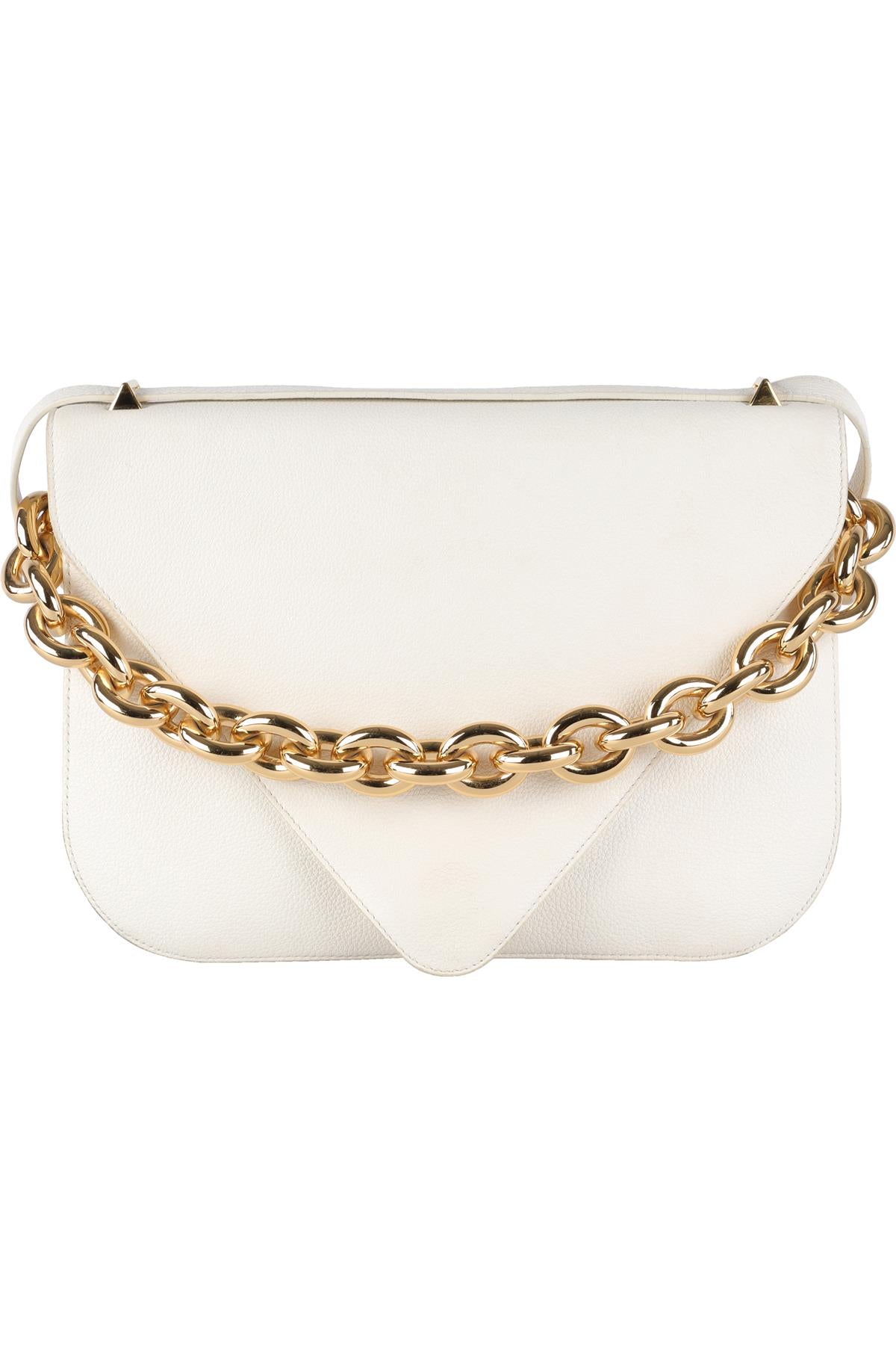 BOTTEGA VENETA WHITE MOUNT MEDIUM LEATHER SHOULDER BAG