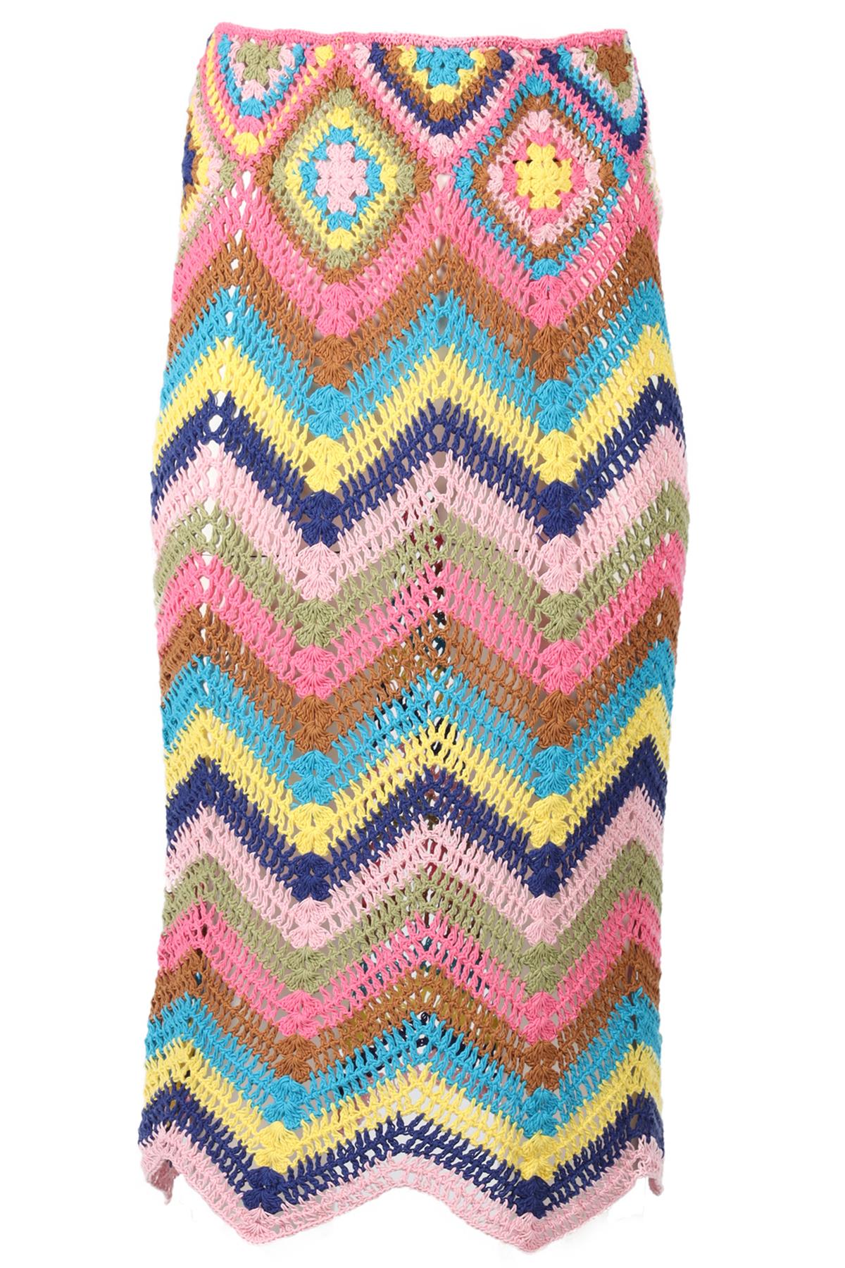 GINIE ET LOLOTTE MULTICOLOURED CROCHET MIDI SKIRT ONE SIZE