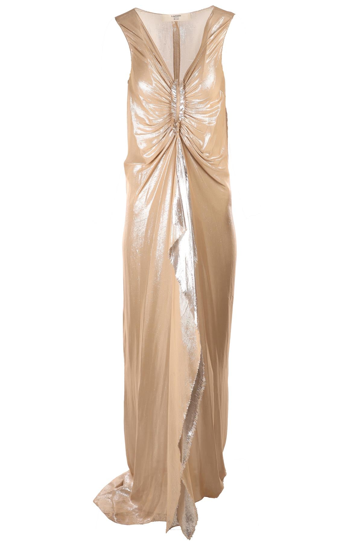 LANVIN GOLD 2007 SILK GOWN FR 40 UK 12