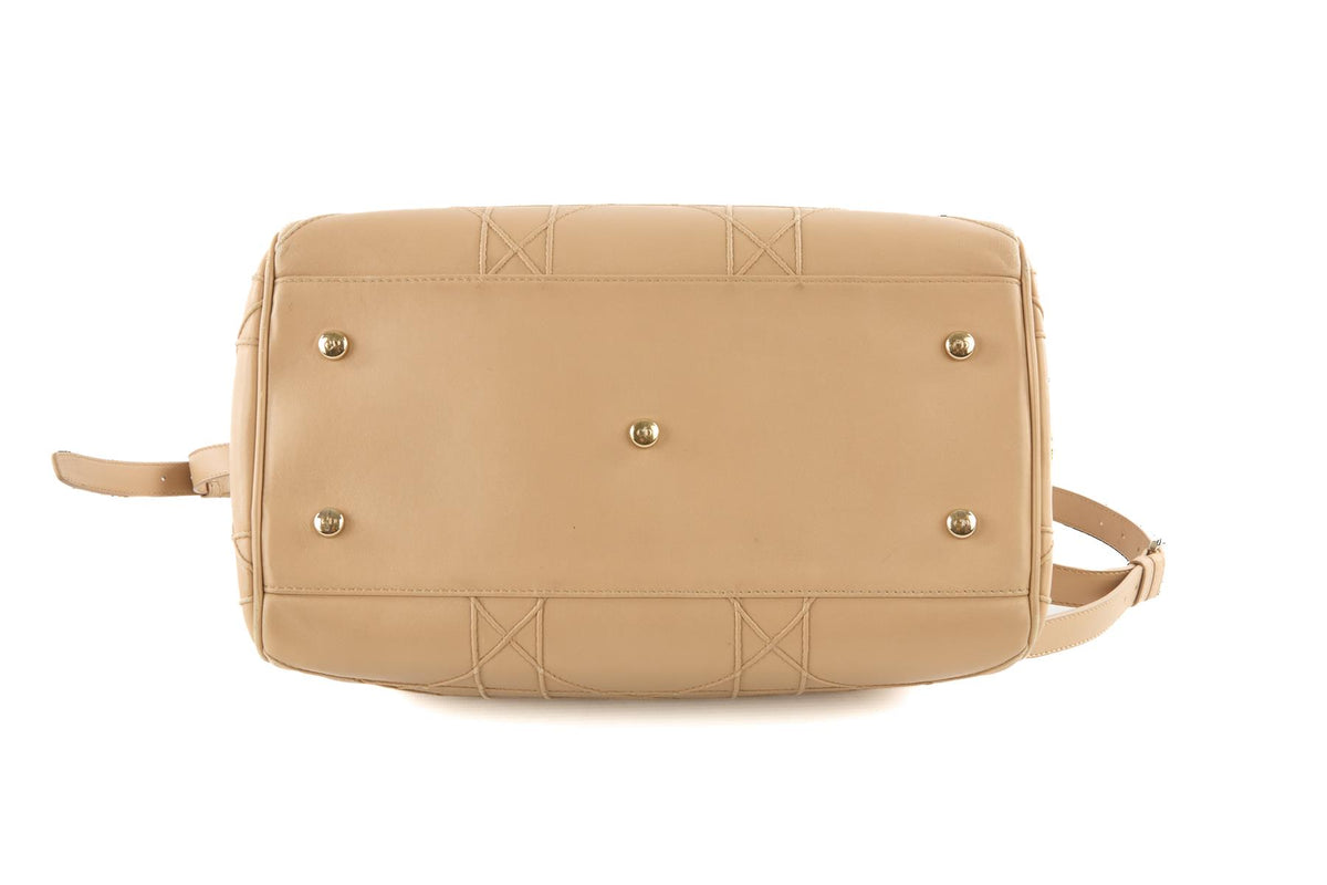 CHRISTIAN DIOR BEIGE GRANVILLE CANNAGE LEATHER TOTE BAG