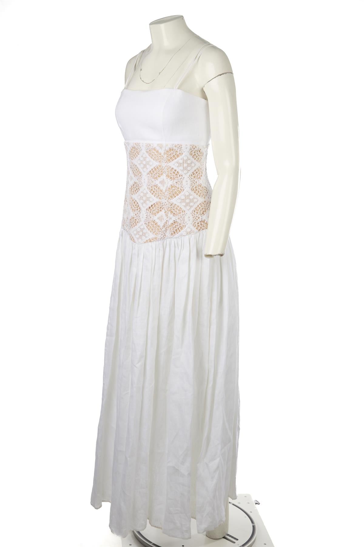 SILVIA TCHERASSI WHITE LINEN MAXI DRESS SMALL