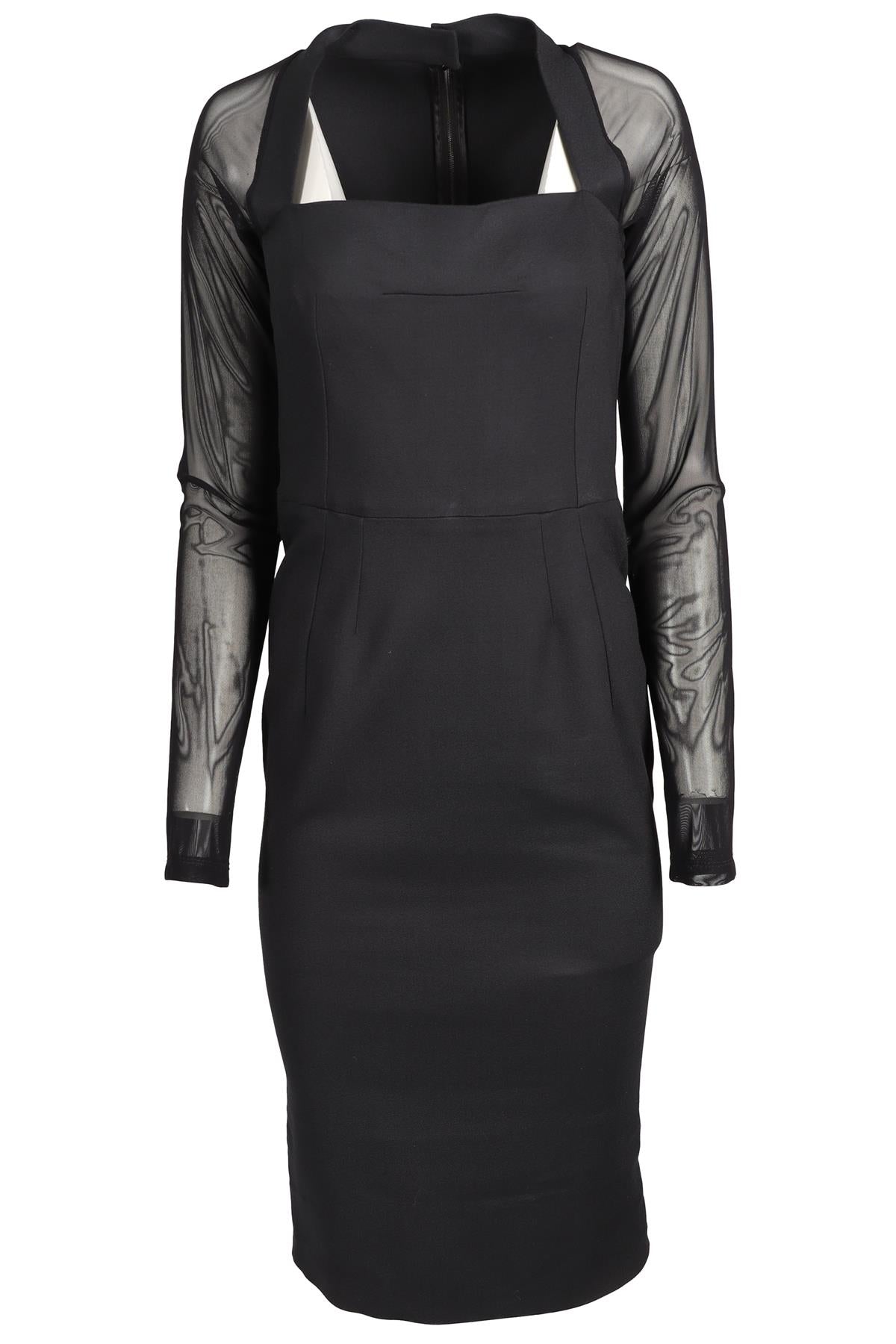 DOLCE & GABANNA BLACK CREPE MIDI DRESS IT 46 UK 14