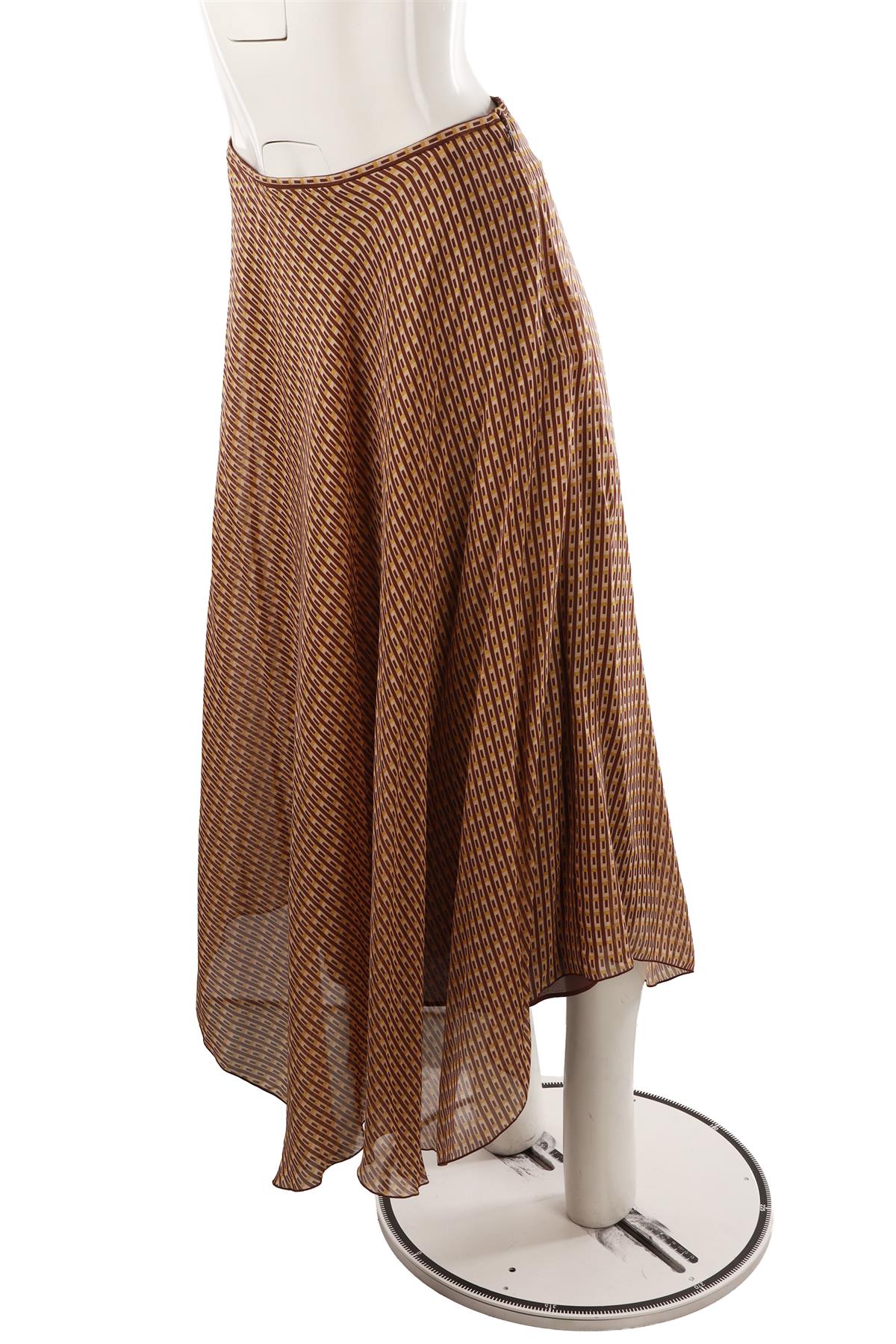 BROWN SILK MAXI SKIRT