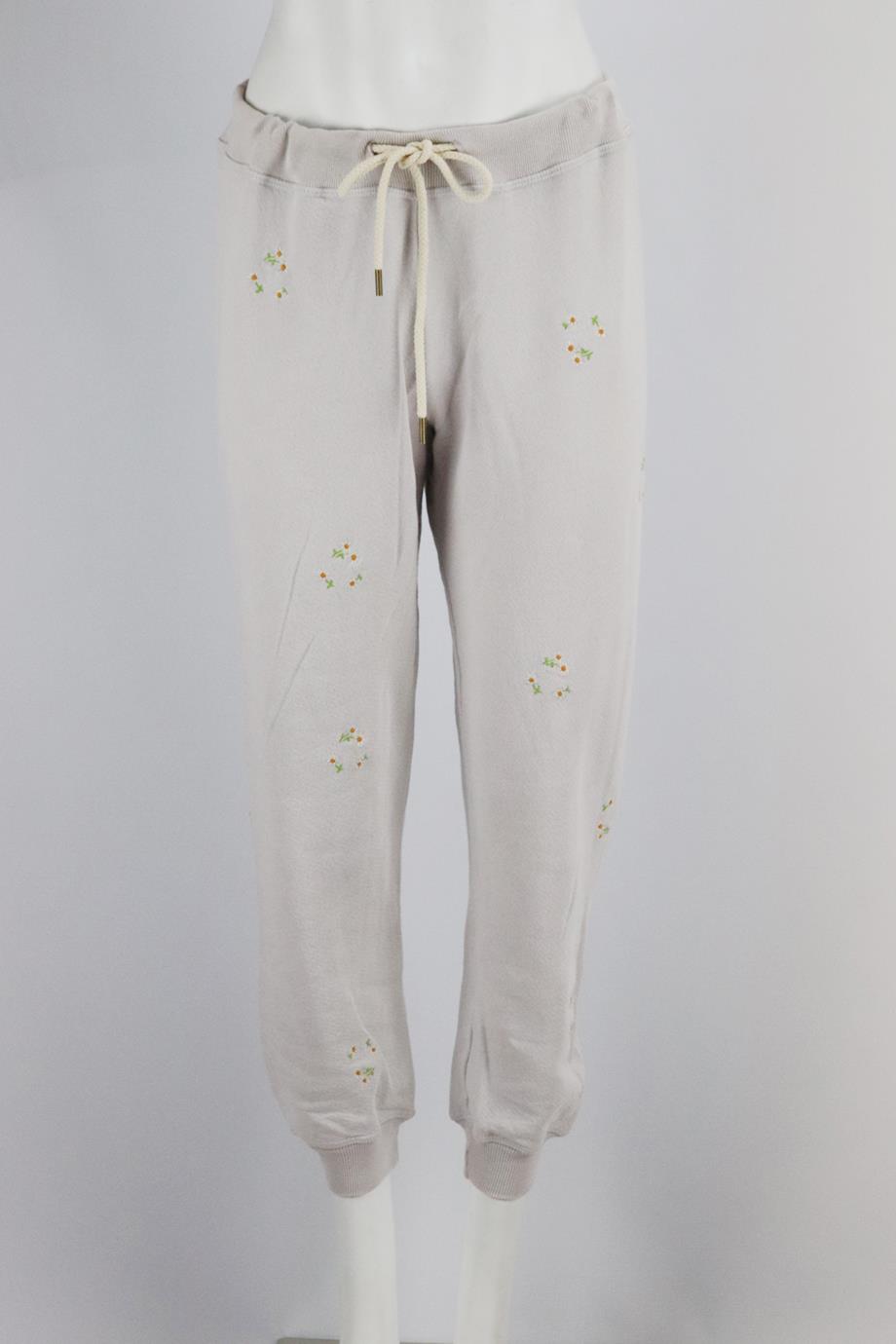 THE GREAT EMBROIDERED COTTON JERSEY TRACK PANTS UK 10
