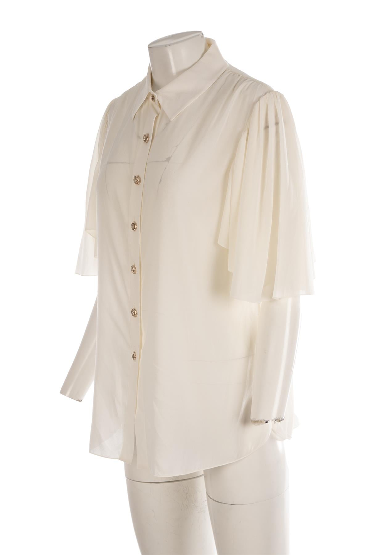 CHANEL IVORY 2025 SILK SHIRT FR 44 UK 16