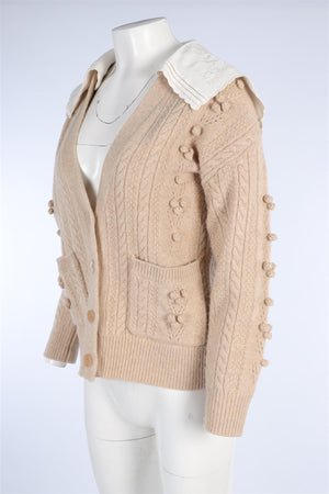 SANDRO BEIGE WOOL CARDIGAN UK 6