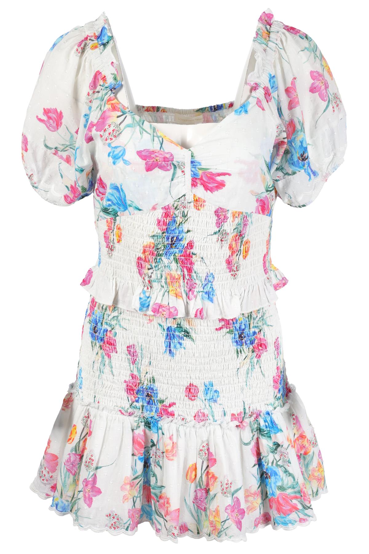 LOVESHACKFANCY MULTI COTTON MINI DRESS MEDIUM