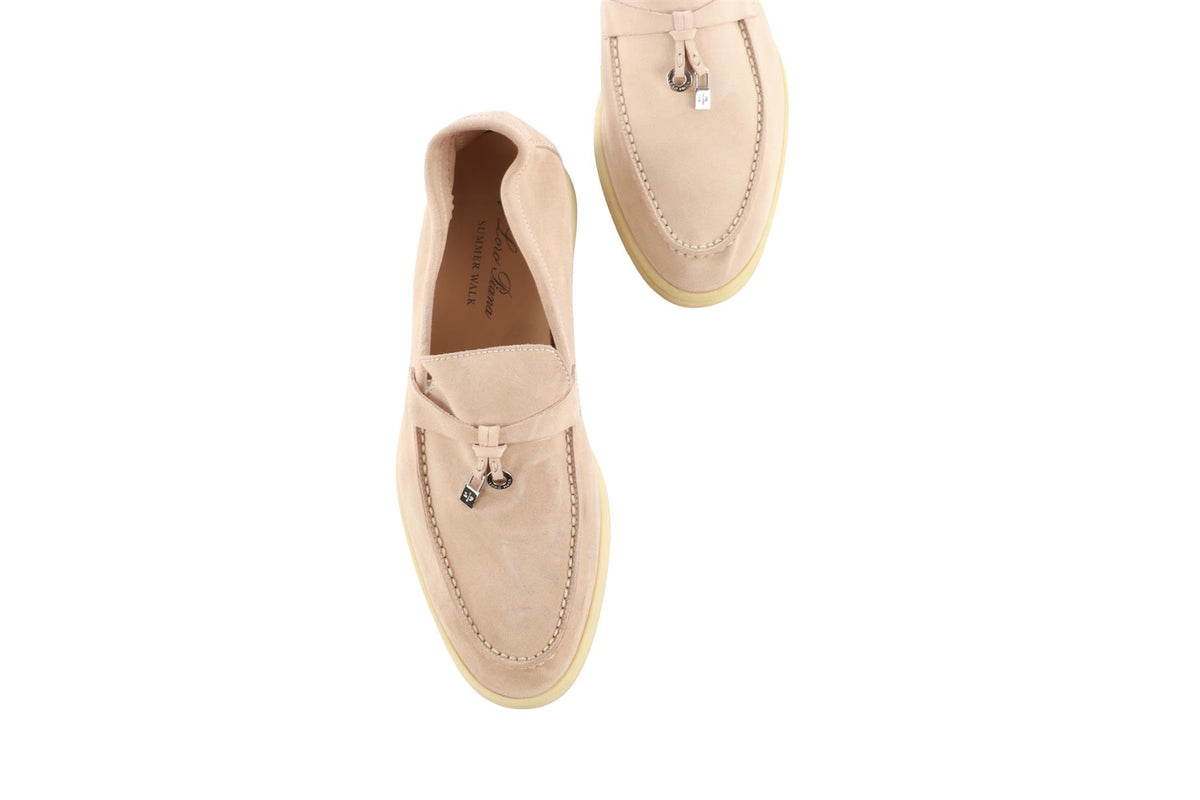 LORO PIANA BEIGE SUMMER WALKS SUEDE LOAFERS EU 38 UK 5 US 8