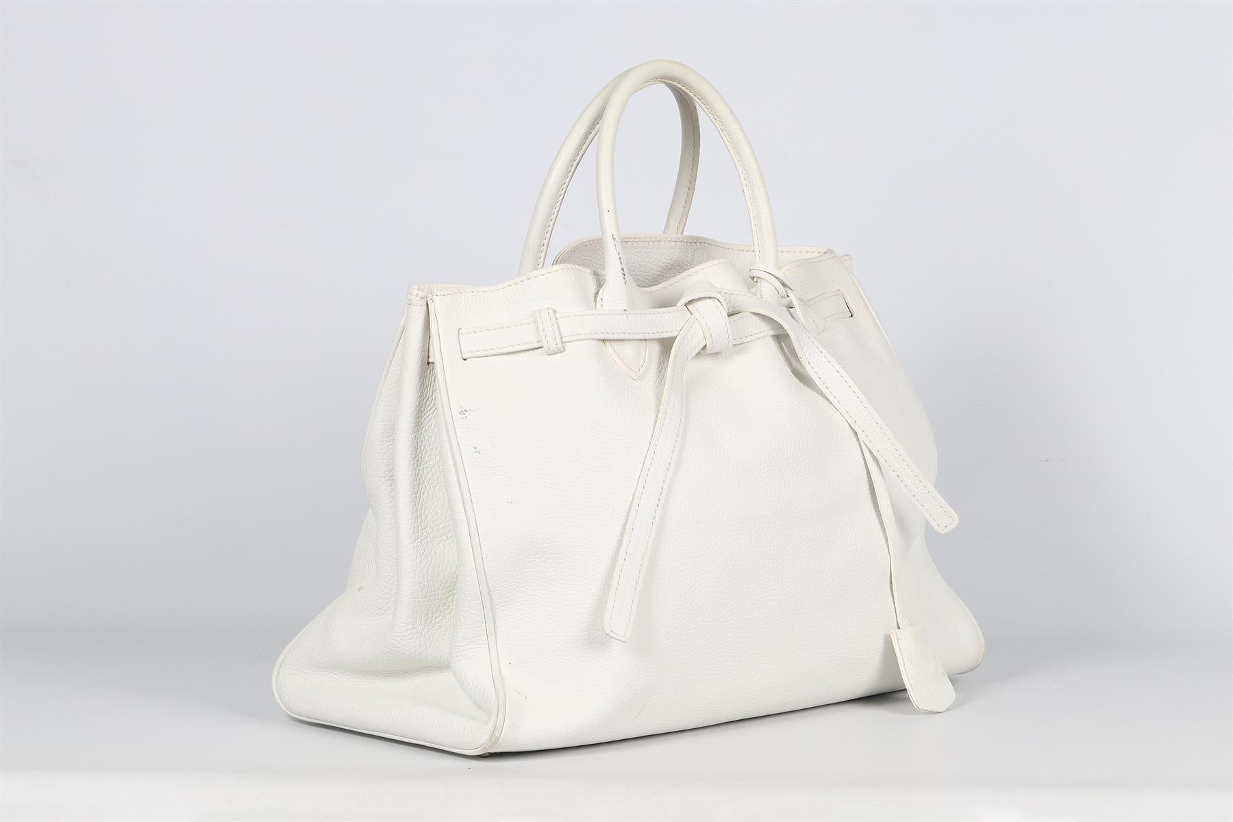 BAMFORD WHITE LEATHER TOTE BAG