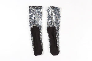 OFF-WHITE SILVER SEQUIN SOCKS ONE SIZE