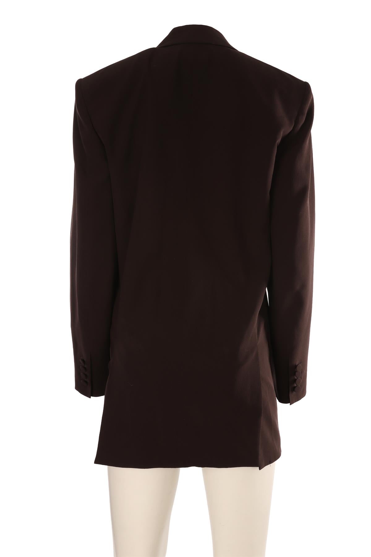 SAINT LAURENT BROWN SILK BLAZER FR 36 UK 8