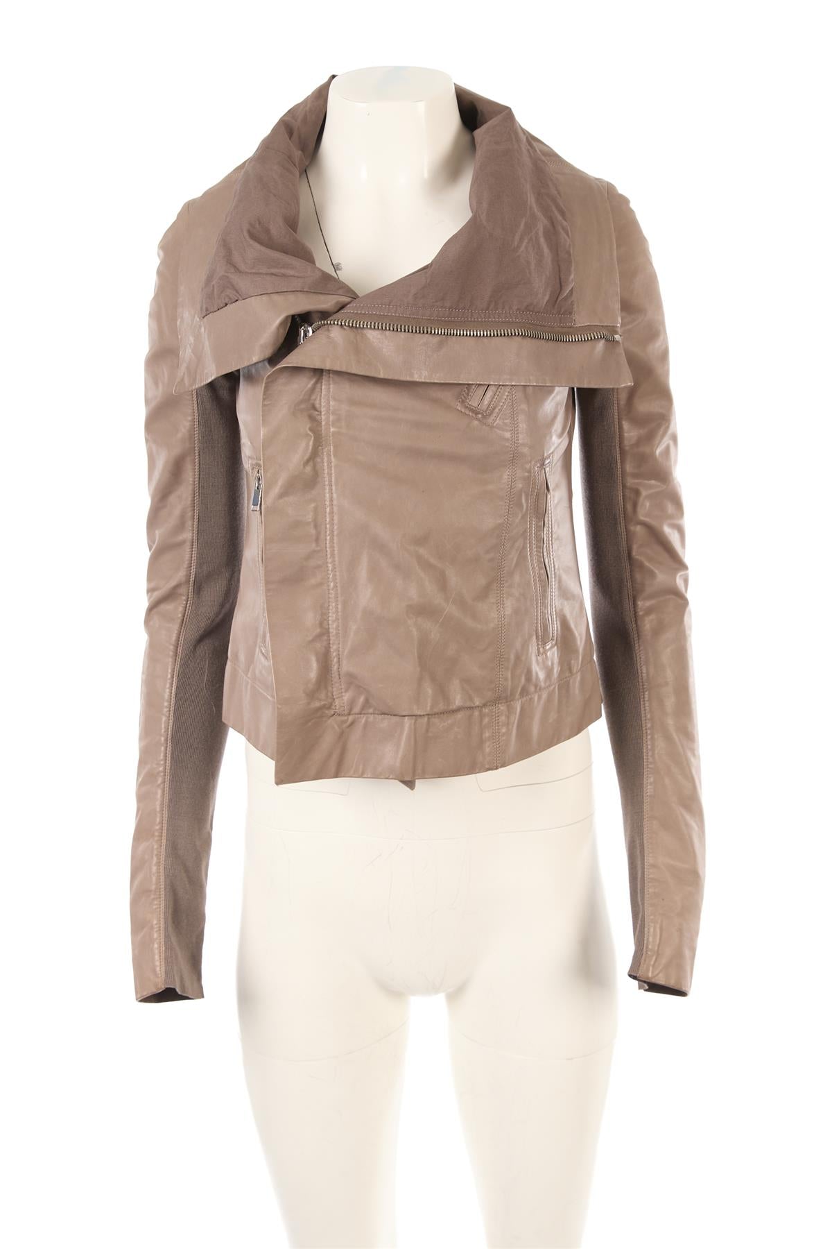 RICK OWENS GREY LEATHER JACKET IT 42 UK 10